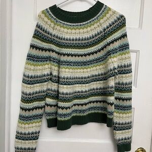 America Eagle Striped Green and Cream Women's Sweater NWOT